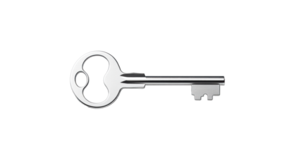 Silver Key on Transparent Background