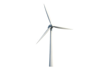 Wind turbine generating electricity, symbolizing renewable energy and environmental sustainability with a transparent background