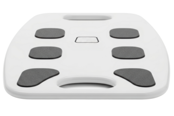 White under-desk foot rest with textured foot pads isolated on a transparent background