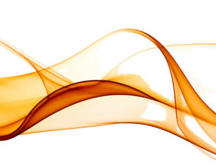 An abstract image featuring flowing orange lines with a smoky, translucent quality against a stark black background. It appears fluid