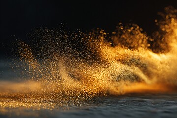 Luxury golden sparkle background with soft vignette and glowing particles