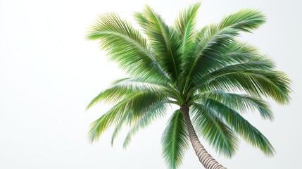 Fototapeta premium Tall palm tree stands gracefully, its vibrant leaves dancing in the warm breeze