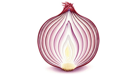 Vibrant red onion cross section reveals layered freshness and culinary potential for healthy recipes and gourmet cooking