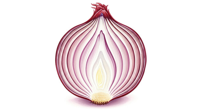 Vibrant red onion cross section reveals layered freshness and culinary potential for healthy recipes and gourmet cooking