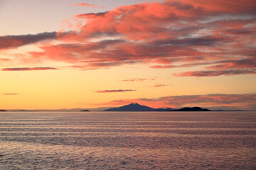 Sunset over the Salar de Uyuni, the world's largest salt flat, Bolivia