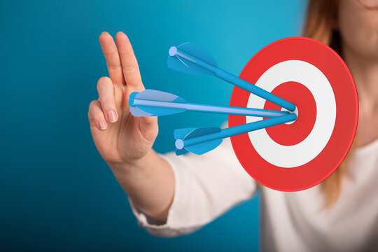 Image of arrows hitting a target bullseye. Symbolizing success, focus, goal achievement, and precise results. Perfect for business and strategic