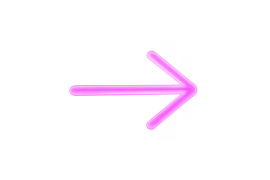 Pink neon arrow glowing pointing right, showing direction, progress, and futuristic interface element
