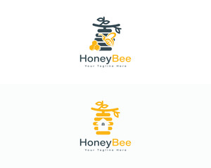 Two stylized bee hive logos with text Honey Bee and tagline insect nature