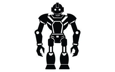 Robot icon in black and white showing artificial intelligence technology