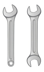 Silver wrenches on black isolated on a transparent background
