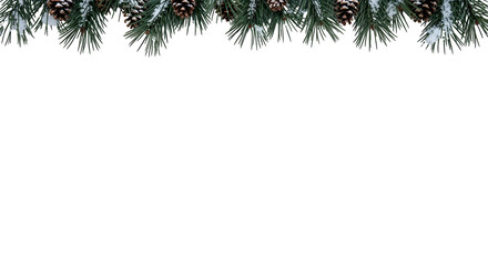 Top-Edge Evergreen Garland over Clean White Space  Minimal Holiday Border

