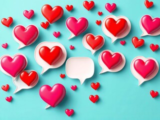 Heart icons in speech bubbles for social media love messages, vector art, graphic, vector