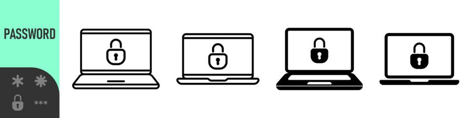 Two steps authentication icon. Verification or sms with code message confirmation for account login. Multi-factor authentication verification code. Laptop password verification or sms with push code 