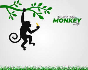 International Monkey Day. 14 December. Holiday concept . Template for background with banner, poster and card. Vector illustration.