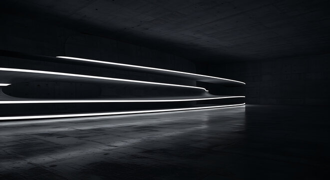 Futuristic architecture of illuminated interior space showcasing contemporary design elements