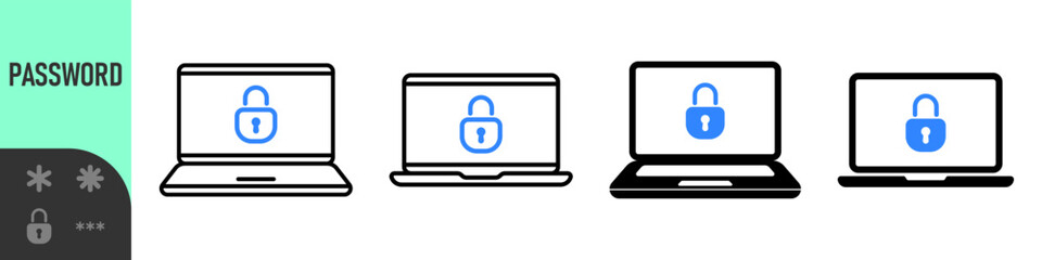 Two steps authentication icon. Verification or sms with code message confirmation for account login. Multi-factor authentication verification code. Laptop password verification or sms with push code 