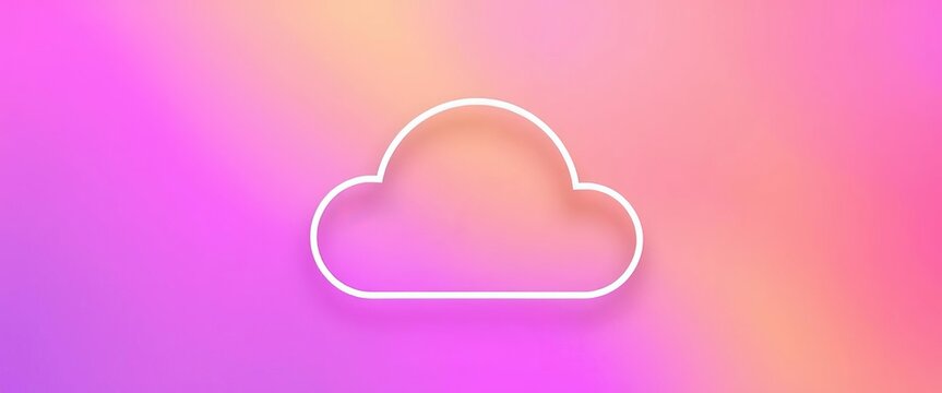 Minimalist digital cloud icon, often signifying internet data storage, networking, or online services in modern technology concepts,  digital transformation,  application