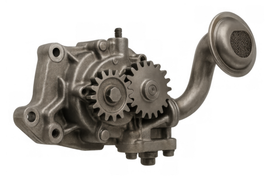 Engine oil pump providing lubrication and maintaining performance in engine systems, car auto part isolated on transparent background