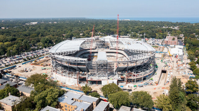 Evanston, IL, USA - September 18, 2025: Ryan Field is the home to the Northwestern University football team. The old stadium was demolished and the new stadium is expected to be completed in 2026.