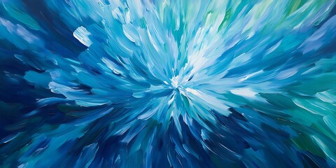 A cool starburst background featuring shades of deep blue and aqua, reminiscent of an underwater light explosion, ideal for themes related to the ocean