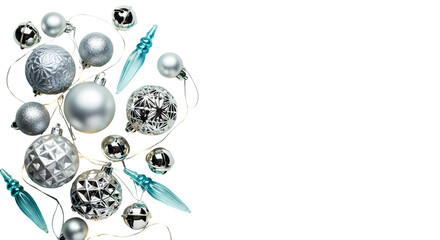 Silver Ornament Collage with Metallic Accents and Feather Details