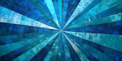 A cool starburst background featuring shades of deep blue and aqua, reminiscent of an underwater light explosion, ideal for themes related to the ocean