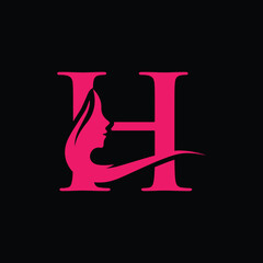  Initial letter H luxury beauty flourishes ornament with crown logo template.
