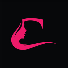 beauty monogram letter c woman silhouette logo design