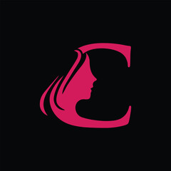 beauty monogram letter c woman silhouette logo design