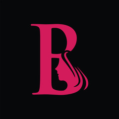  initial letter b with beauty hair woman silhouette