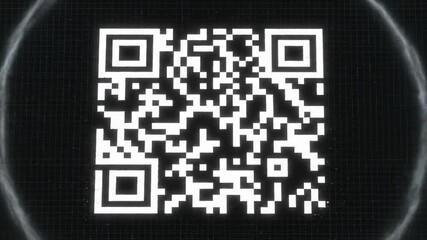 Digital Grid Animating Into a Qr Code on Black Background - Powered by Adobe