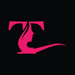  Letter T beauty Face Logo Design Vector Icon
