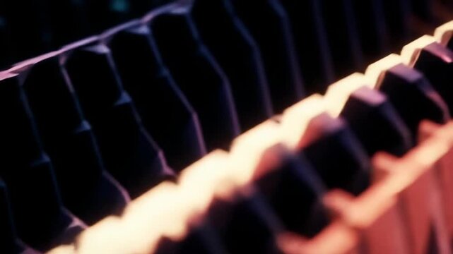 Abstract keyboard close-up, illuminated keys with background lighting for design