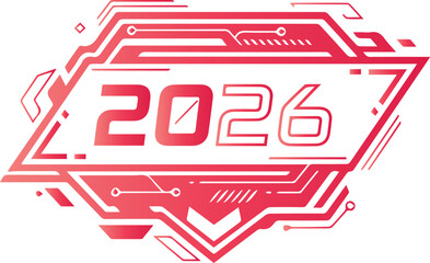 Futuristic 2026 logo design with a technological and modern aesthetic