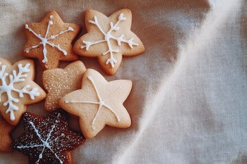 Delicate star-shaped cookies decorated with icing, showcasing festive charm and creativity