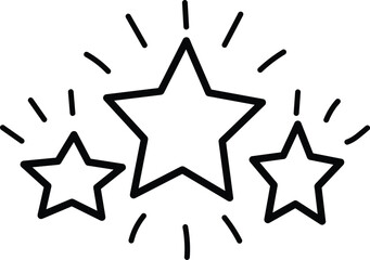 A trio of stars shining brightly, radiating a sense of wonder and magic with their simple yet captivating design