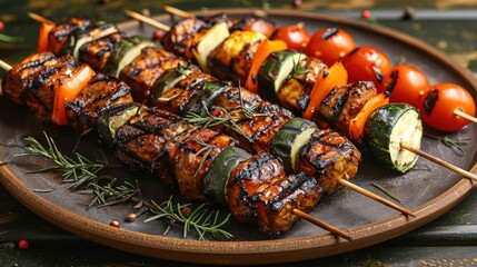 Delicious grilled skewers of veggies and meat, ideal for sharing at gatherings