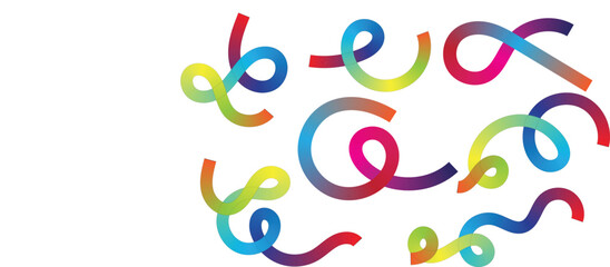 Colorful Curved Ribbon Lines on White Background &ndash; Abstract Vibrant Swirl Design