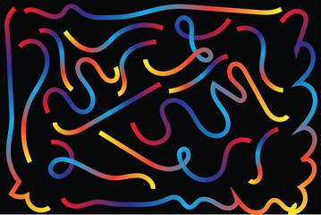 Vibrant Neon Abstract Lines on Black Background &ndash; Colorful Curved Wave Pattern Design