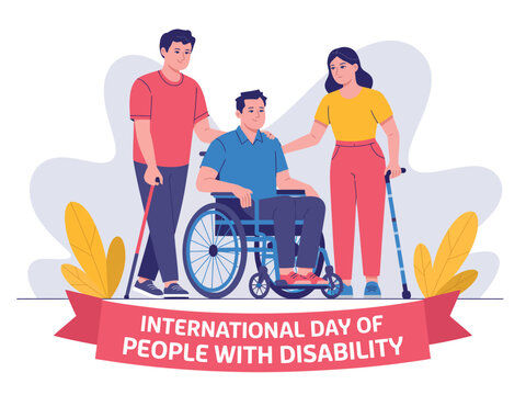 People with disability are supported by their friends and family on International Day of People with Disability. - Powered by Adobe
