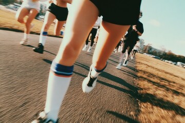 Dynamic scene of runners in motion highlighting athleticism and energy