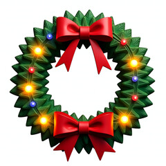 christmas wreath with red ribbon