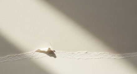 Dramatic Torn Paper Background with Diagonal Sunlight Ray and Shadow | Warm Textured Art