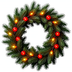christmas wreath on white background