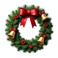 christmas wreath on white background