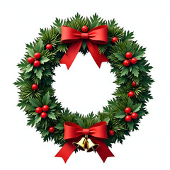 christmas wreath with red ribbon and bow