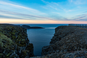 Sunset at the Nordkapp Norway during after a beautiful day.