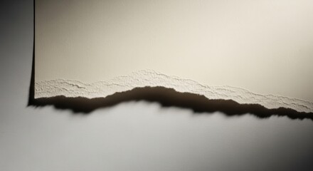 Torn Paper Edge with Deep Shadow on Minimal Grey Background