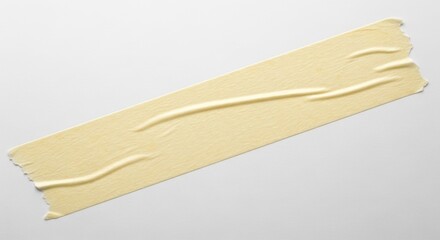 Wrinkled Beige Masking Tape Strip with Torn Edges on White Backgrou