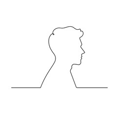 Man face profile continuous one line art drawing minimalist portrait vector illustration

